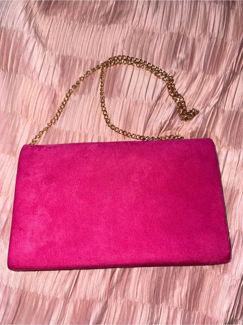 Fuchsia Chain-Handle Envelope Clutch